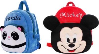 Social Syappa Panda & Mickey Combo School Bag(Blue, Red, 10 L)