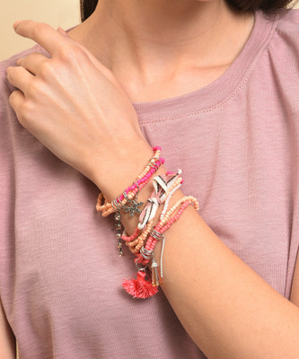 SOHI Brass Silver Coated Bracelet Set(Pack of 4)