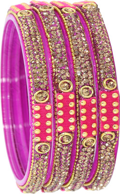 Zulka Get Your Traditions Glass Zircon Bangle Set(Pack of 4)
