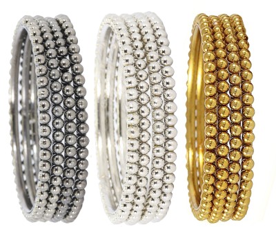 NMII Metal Silver, Gold-plated, Copper Bangle Set(Pack of 12)