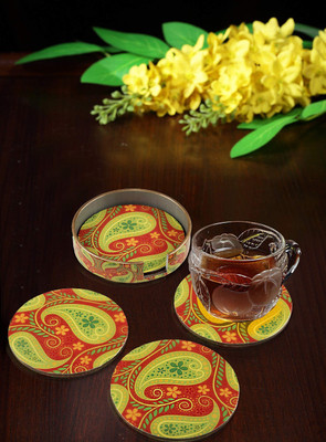 InsTook Round Reversible Medium Density Fibreboard Coaster Set(Pack of 4)