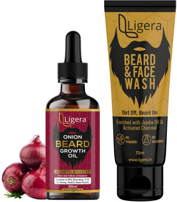 Ligera Beard Growth Kit with Set Of Onion Beard Growth Oil With Beard Face Wash| For Faster Beard Growth(2 Items in the set)
