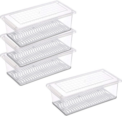 KUBER INDUSTRIES Plastic Fridge Container  - 1500 ml(Pack of 4, White)