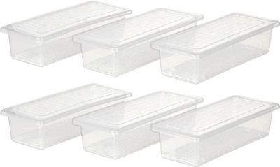 KUBER INDUSTRIES Plastic Fridge Container  - 1500 ml(Pack of 6, White)