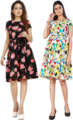 Gurudev fashion Women A-line Pink Knee Length Dress