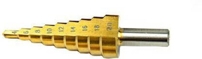 paczo Titanium HSS 9-Step Cone Drill Hex Shank 1/4 Hole Cutter Drilling Tool (4-20 mm)