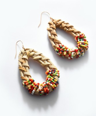 SOHI Beaded Designer Boho Drop Earring Fabric Drops & Danglers