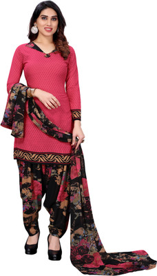 PINK WISH Crepe Solid, Printed Salwar Suit Material