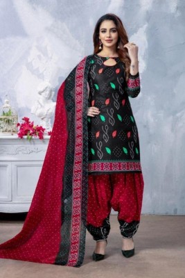 PINK WISH Crepe Solid, Printed Salwar Suit Material