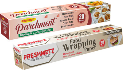 FRESHMETZ Baking Wrapping Paper|Wrapping Paper 20m+Baking Paper 20m|Pack of 2 Parchment Paper(Pack of 2, 20 m)