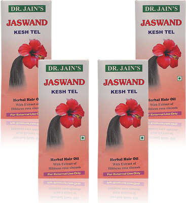 Dr. Jain's Jaswand Kesh Tel With Extract Rosa Pack of 4 100ml each Hair Oil(400 ml)