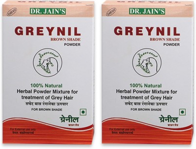 Dr. Jain's GREYNIL Herbal Hair Color, BROWN SHADE POWDER For Treatment Of Grey Hair , Multicolor