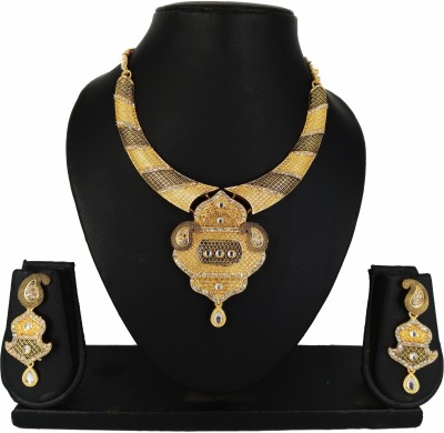 SHANKH-KRIVA Brass Gold-plated Gold, Brown Jewellery Set(Pack of 1)
