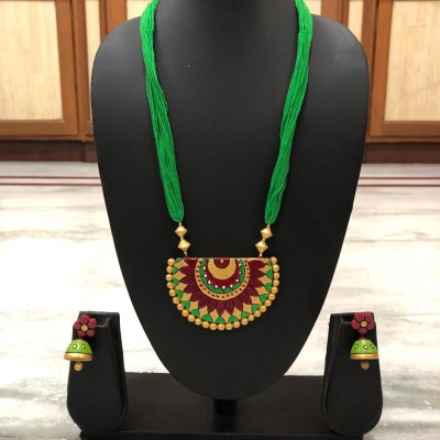 Lisma Fashion Terracotta Green Jewellery Set(Pack of 1)