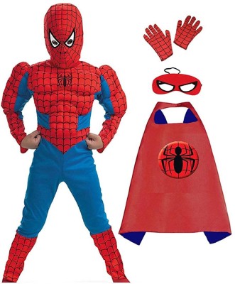 Fancy Flight Spider-Man muscle with cape and gloves Kids Costume Wear