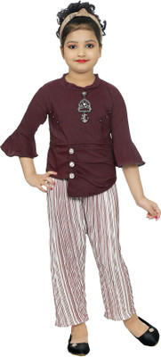 NEGUP Girls Party(Festive) Top Pant(Purple)