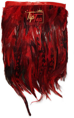 Tiptop Decoration Natural Pointed Dyed Feathers Trim Fringe Lace (4-5 Inch)(9 Meter)(Imperial Red) Lace Reel(Pack of 1)