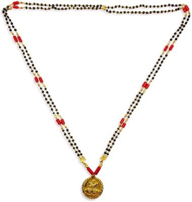 Digital Dress Room Long Mangalsutra Designs Laxmi Coin Gold Mangalsutra Black Red Beads Chain Alloy Mangalsutra