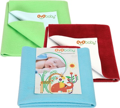 Oyo Baby Cotton Baby Bed Protecting Mat(Sea Blue, Maroon, Light Green, Small, Pack of 3)