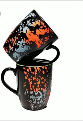 Krisha Handicrafts Ceramic Coffees - 6 Pieces, 250 ML (Random Inside Colour) Ceramic Coffee Mug(250 ml, Pack of 6)