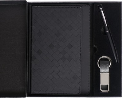 FABULASTIC 3 in 1 Gift Set with Diary Metal Pen & Keychain gift for Valentine's Day (Black) Ball Pen(Pack of 3, Black)