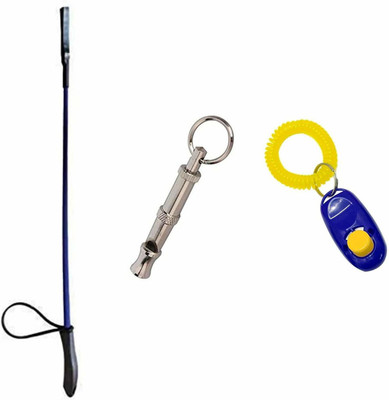 Woofy Dog Training Kit - Training Clicker + Hunter Stick + Whistle Combo Plastic Training Aid For Dog