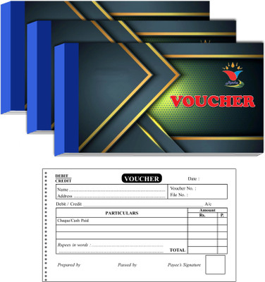 ANVIS Debit/Credit Perforated Voucher Book | 18.5 × 10.5 cm 50 Sheets (Pack of 3) 1-Part Debit Credit Voucher Pad(1 Sets)