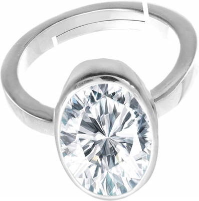 Sidharth Gems 11.25 Ratti / 10.25 Carat Natural White Zircon Stone Silver Adjustable Ring Brass Amethyst Silver Plated Ring