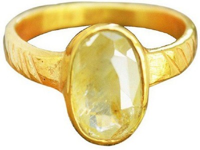 KUNDLI GEMS natural yellow sapphire pukhraj stone ring Stone Sapphire Ring