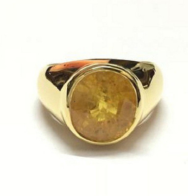 KUNDLI GEMS natural pukhraj adjustable panchdhatu ring Stone Sapphire Ring