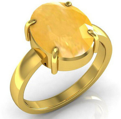 KUNDLI GEMS natural pukhraj adjustable panchdhatu ring Stone Sapphire Ring