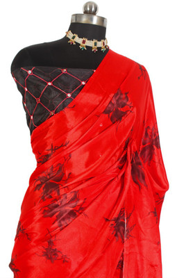 immolate Printed Daily Wear Silk Blend Saree(Multicolor)