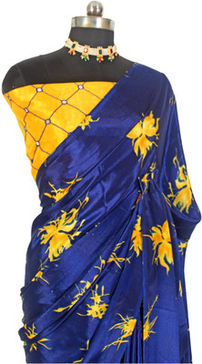immolate Printed Daily Wear Silk Blend Saree(Multicolor)
