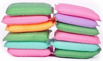 Hk Group SPONG FOAM SCRUB [ 12 UNITS ] MULTICOLOR Scrub Sponge(Large, Pack of 12)