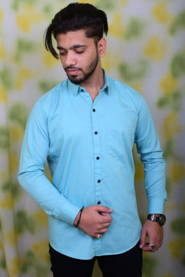 Vcom Men Solid Casual Khaki Shirt