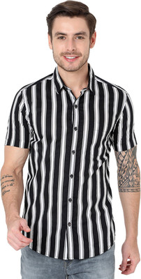 MUFTI Men Striped Casual Dark Blue Shirt