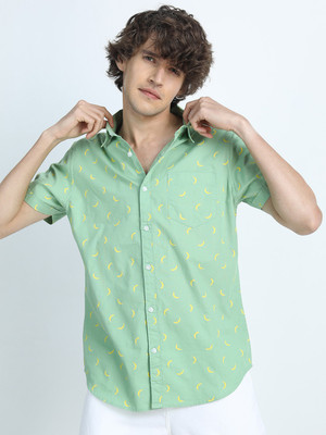 HIGHLANDER Men Printed Casual Green Shirt
