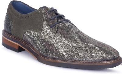 footluck Office Wear Alligator Pattern Derby For Men(Olive , 9)