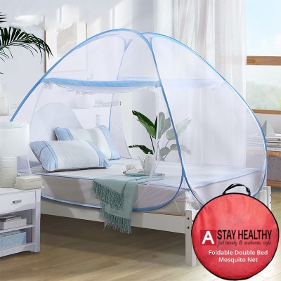 Stay Healthy Polyester Adults Washable Foldable Mosquito Net for King Size Bed, Polyester Material(Size 6.5 Ft x 6.5 Ft) Mosquito Net(White, Tent)