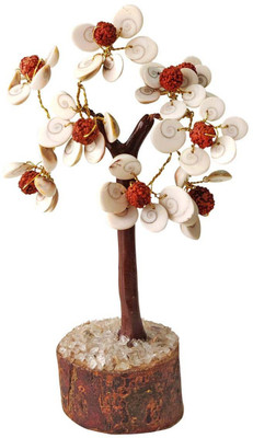 vinayakmoorti Gomti Chakra Tree with Rudraksha Beads 100 Gomati Chakra ( Size 7 Inch ) Decorative Showpiece  -  17 cm(Stone, White)