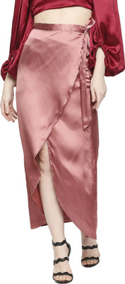 AMMARZO Solid Women Wrap Around Pink Skirt