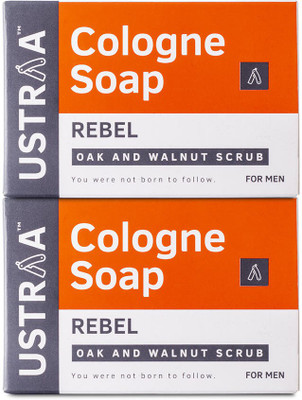 USTRAA Rebel Cologne Soap With Oak & Walnut Scrub, For Deep Cleaning & Mild Exfoliation (2 X 125 G) For Rs. 108 @ 45 %