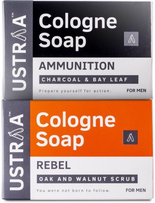 USTRAA Ammunition Cologne Soap with Charcoal & Rebel Cologne Soap with Oak & Walnut(2 x 125 g)