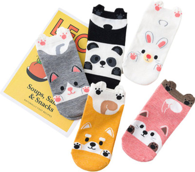 FOXSTON Girls Animal Print Ankle Length(Pack of 5)