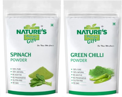 Nature's Precious Gift Green Chilli Powder & Spinach Powder - 100 gm(2 x 100 g)