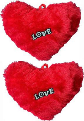 Yellow Star Soft toy Pillow Stuffed Red Cushion far Heart Shape Gift .28cm ( packin of -2 )  - 28 cm(Red)