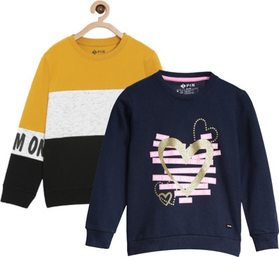 3Pin Full Sleeve Color Block Girls Sweatshirt