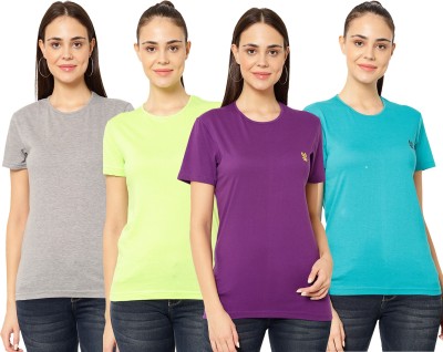 VIMAL JONNEY Solid Women Round Neck Multicolor T-Shirt