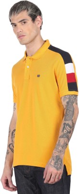 ARROW Solid Men Polo Neck Yellow T-Shirt