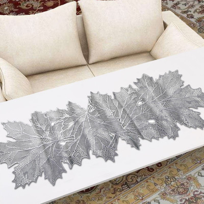 KUBER INDUSTRIES Silver 92 cm Table Runner(Satin)